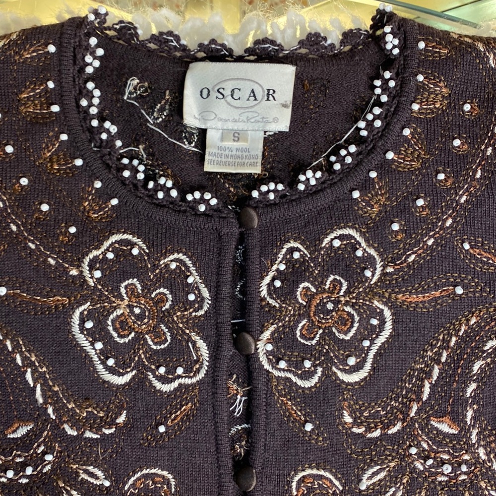 Oscar De La Renta Long Sleeve Cardigan Button Down Sweater